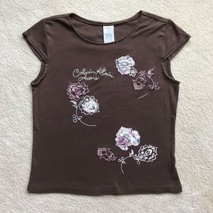 Calvin Klein Embroidered Tee Shirt Vintage